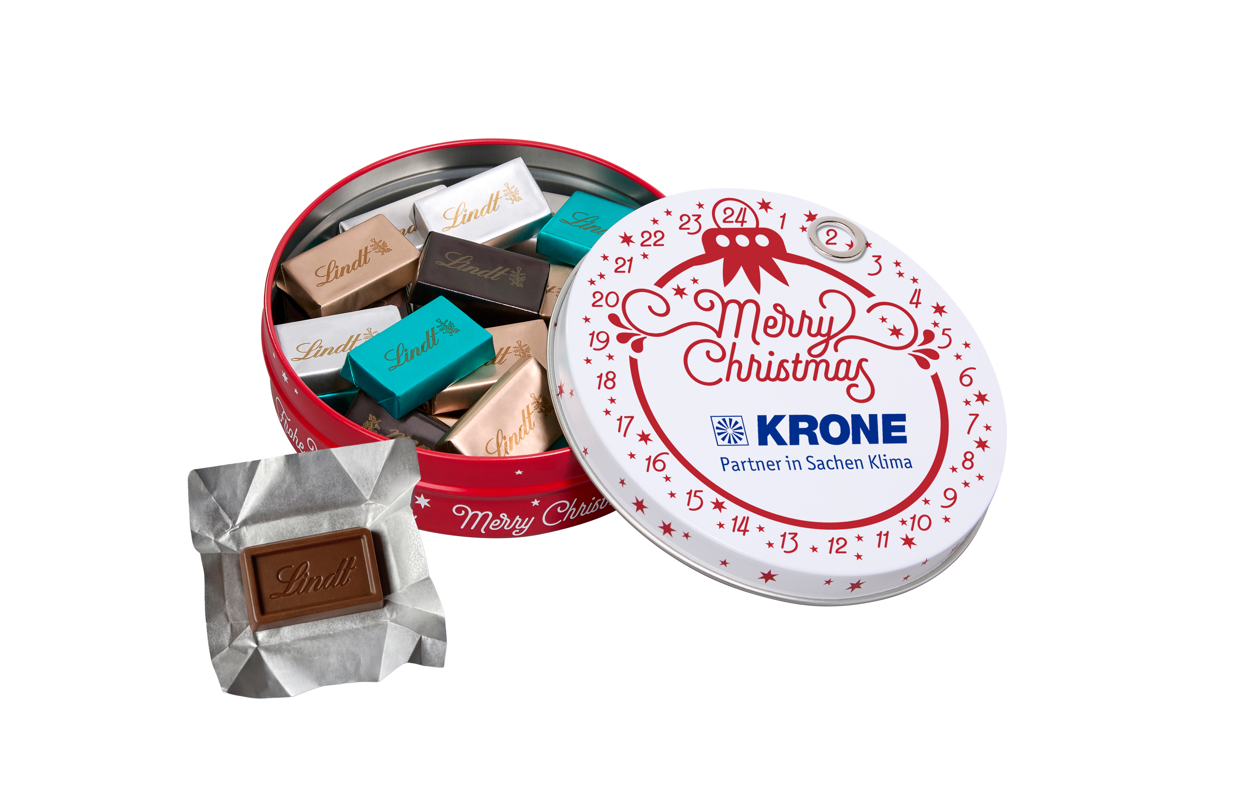 Magnetdosen-Adventskalender Standardmotiv A mit Lindt Naps