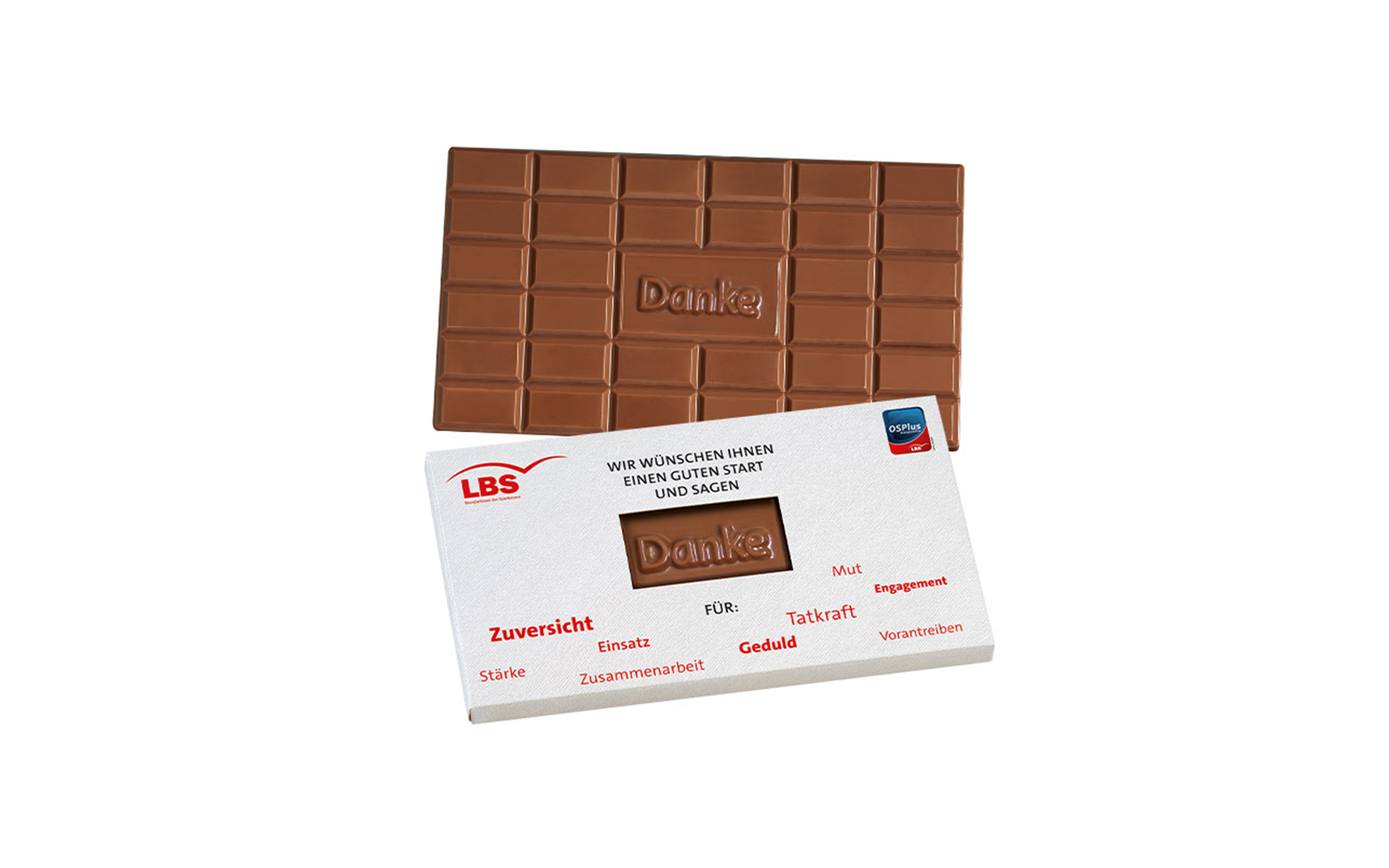 Schokoladentafel 150g "Danke" im Werbe-Präsentkarton