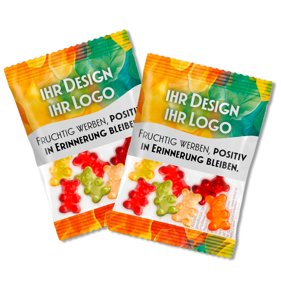 Fruchtgummi-Werbetüte mit Bärchenmotiv