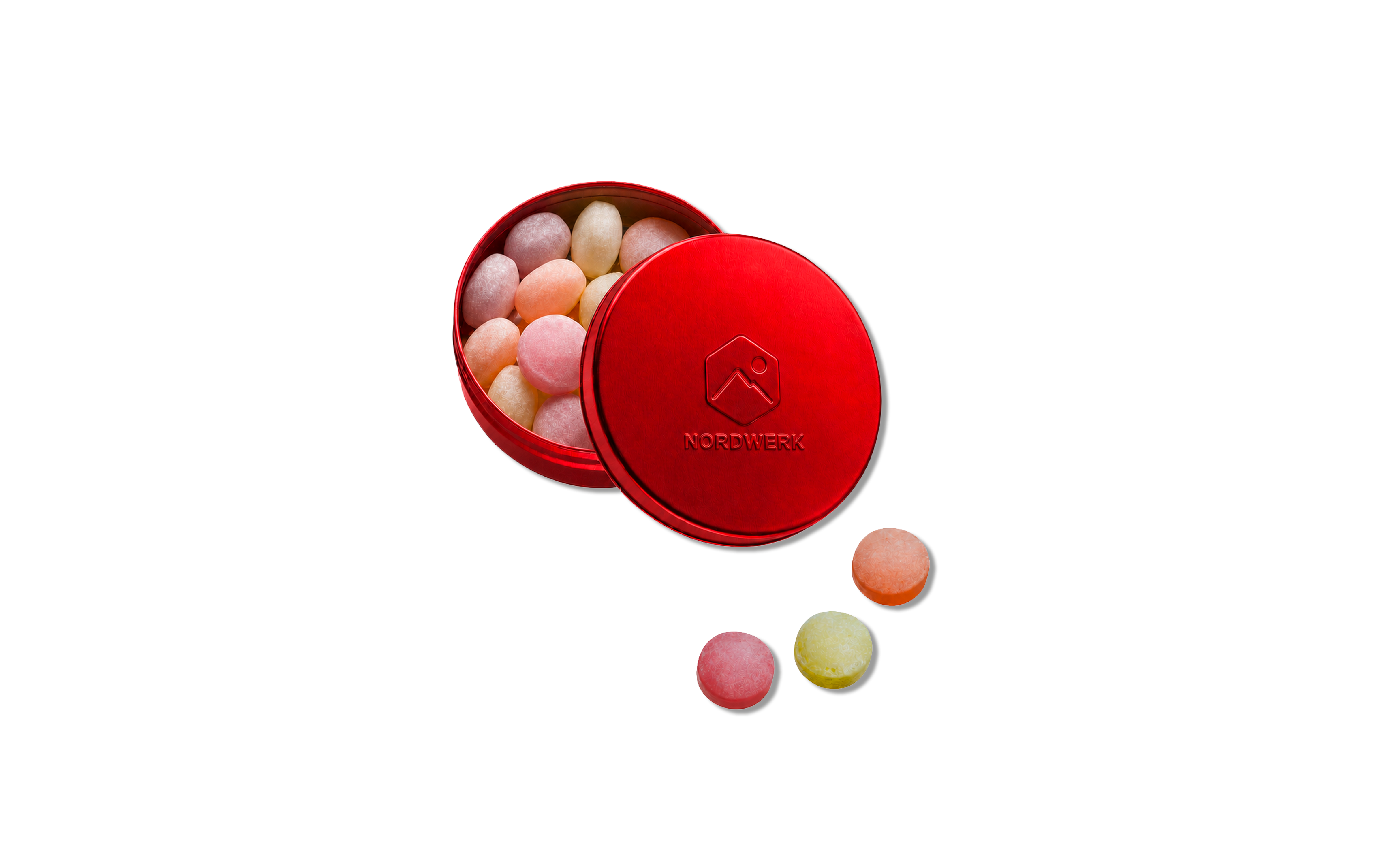 XS-Prägedose "Fruchtbonbons" Rot-metallic