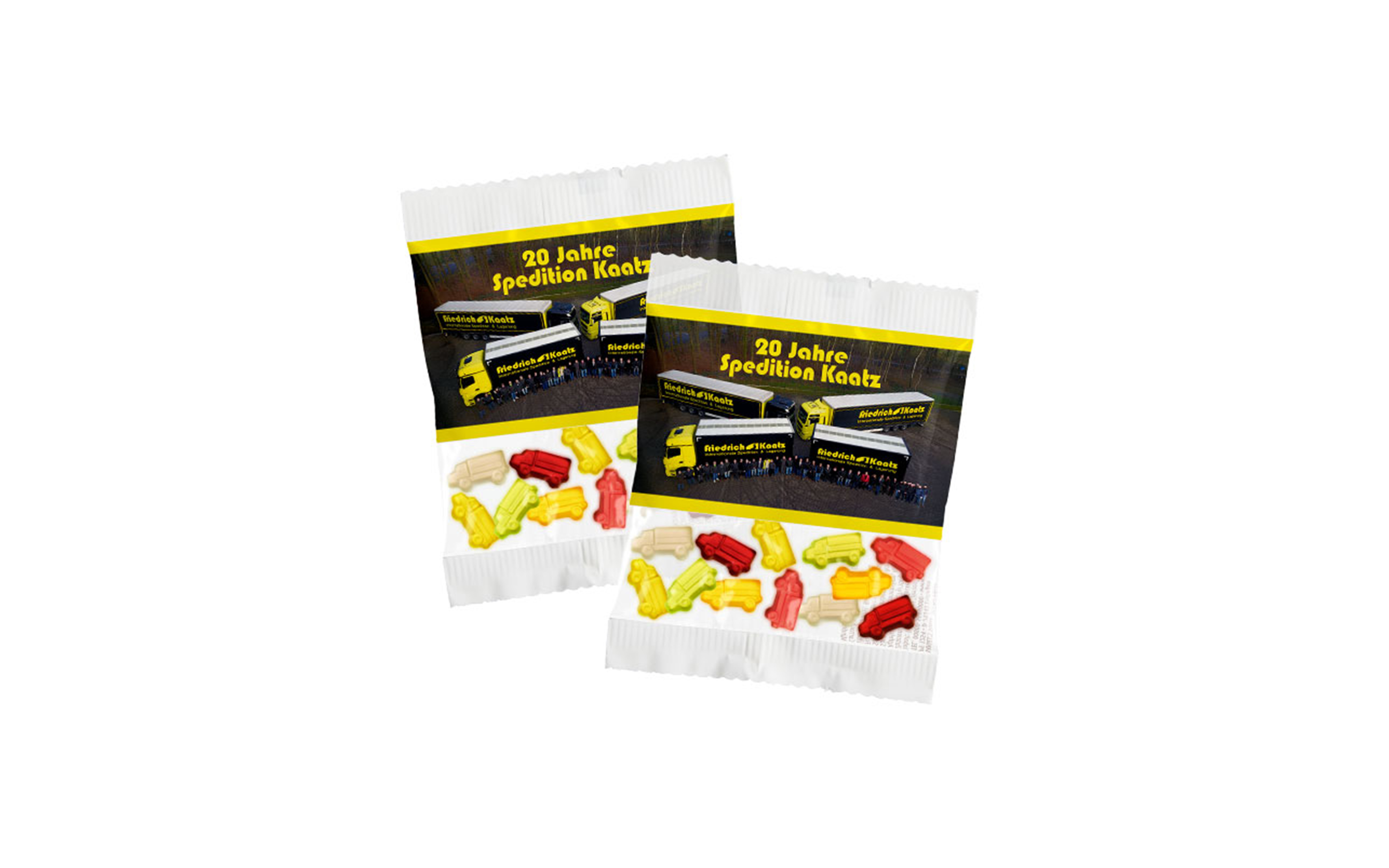 Fruchtgummi-Werbetüte 20g "LKW" (kompostierbare Folie)