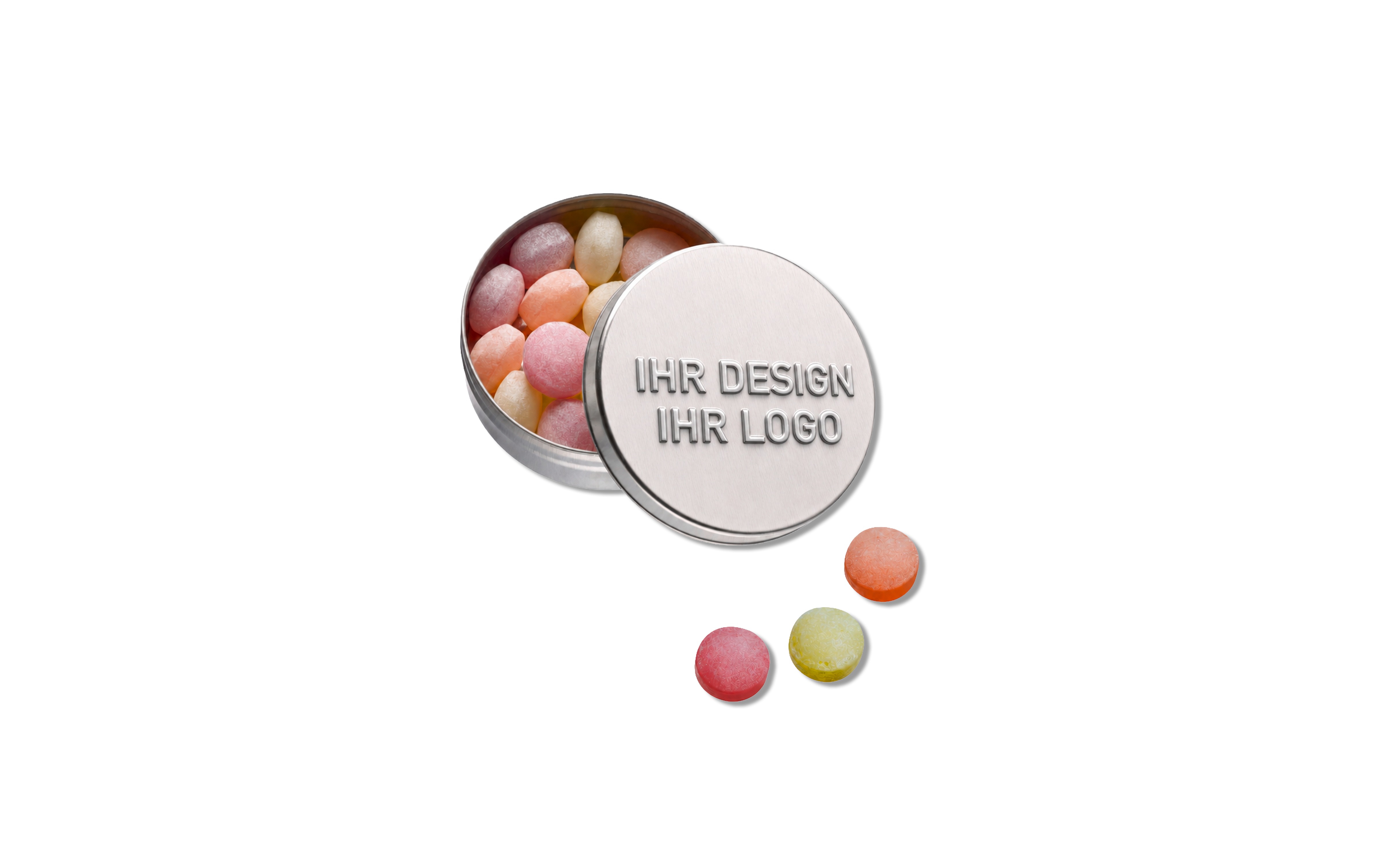 XS-Prägedose "Fruchtbonbons" Orange-glänzend