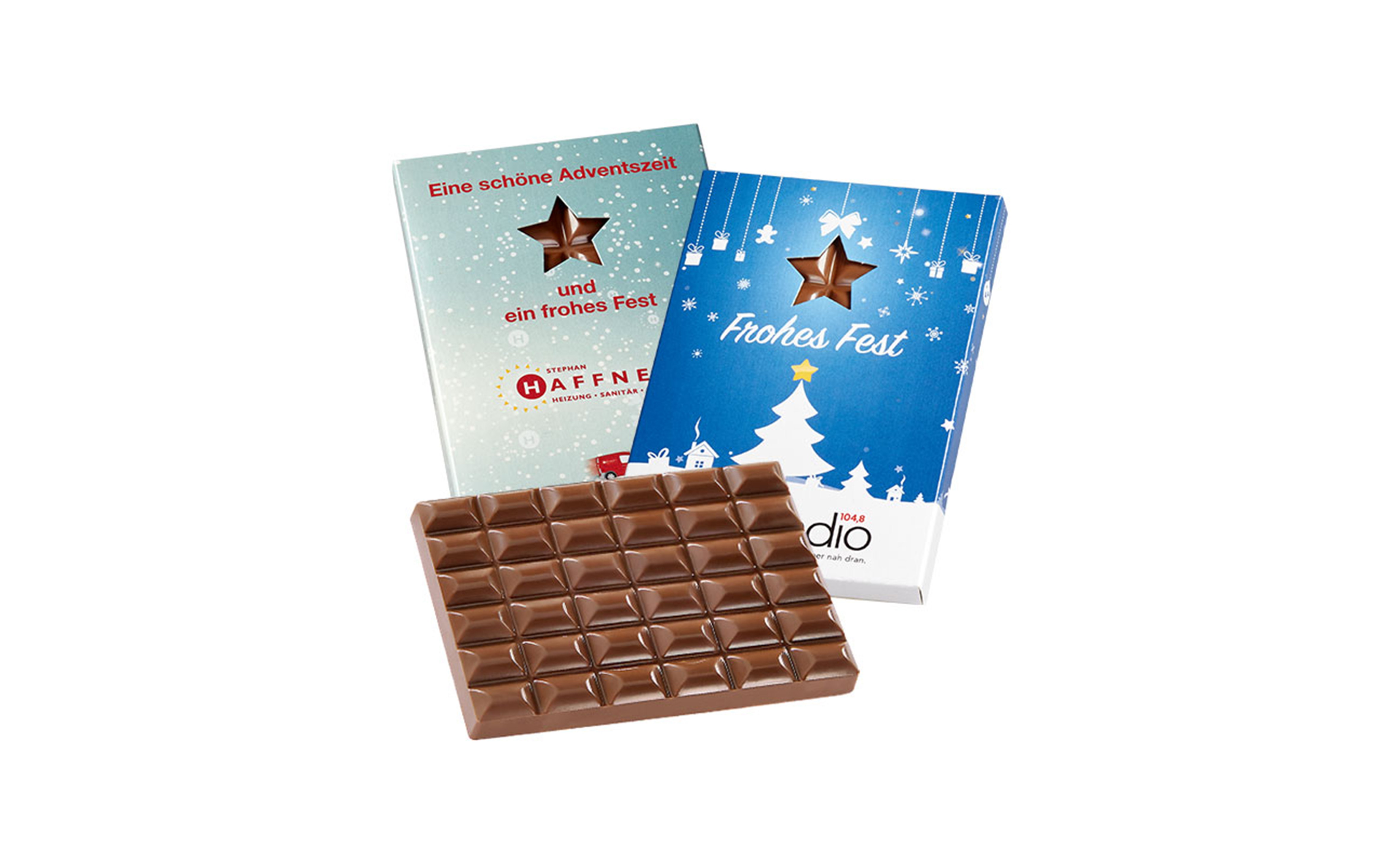 Schokoladentafel 60g im Werbe-Präsentkarton "Weihnachten"