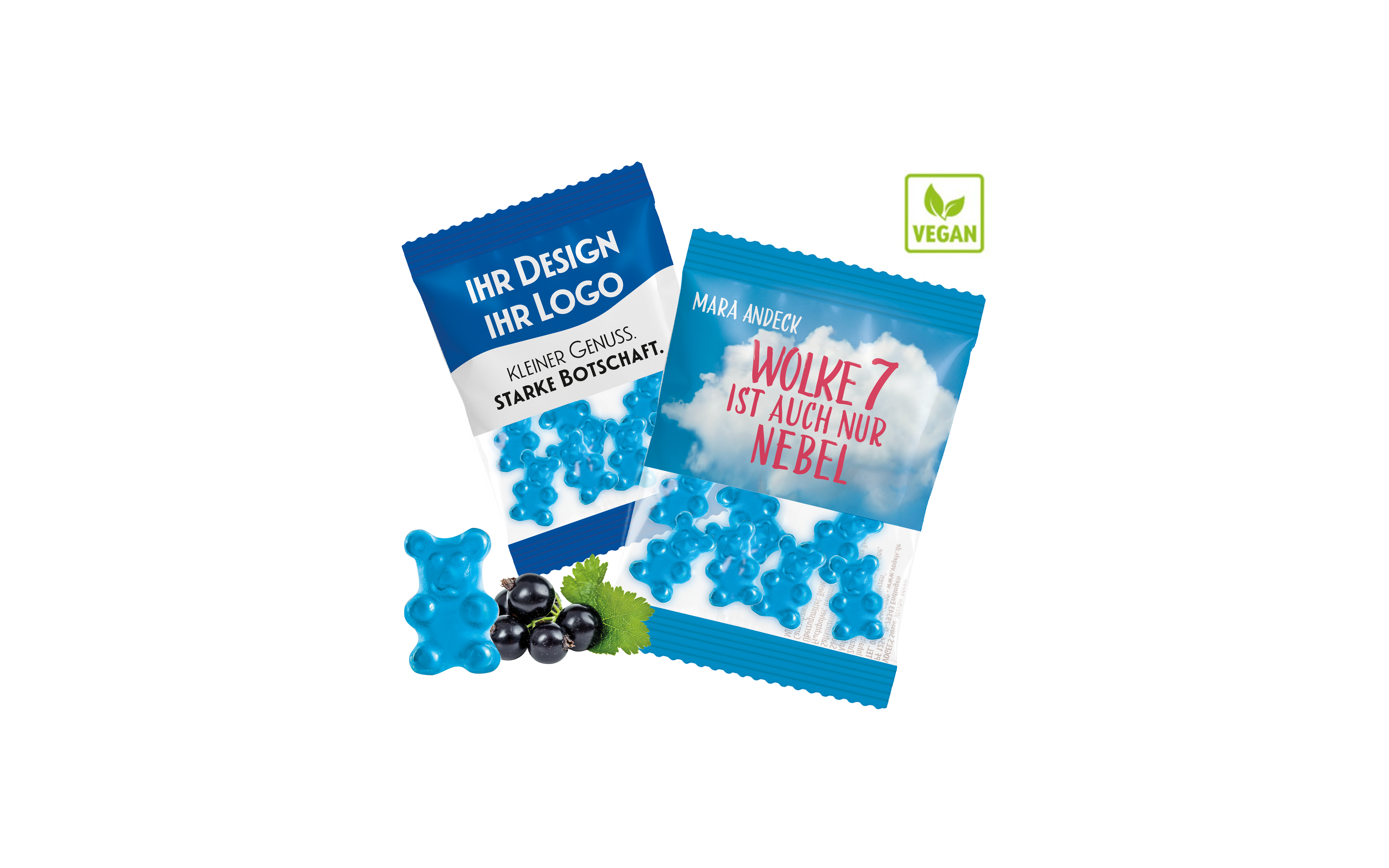 1-farbige Premium-Bärchen "Blau" Vegan 10g