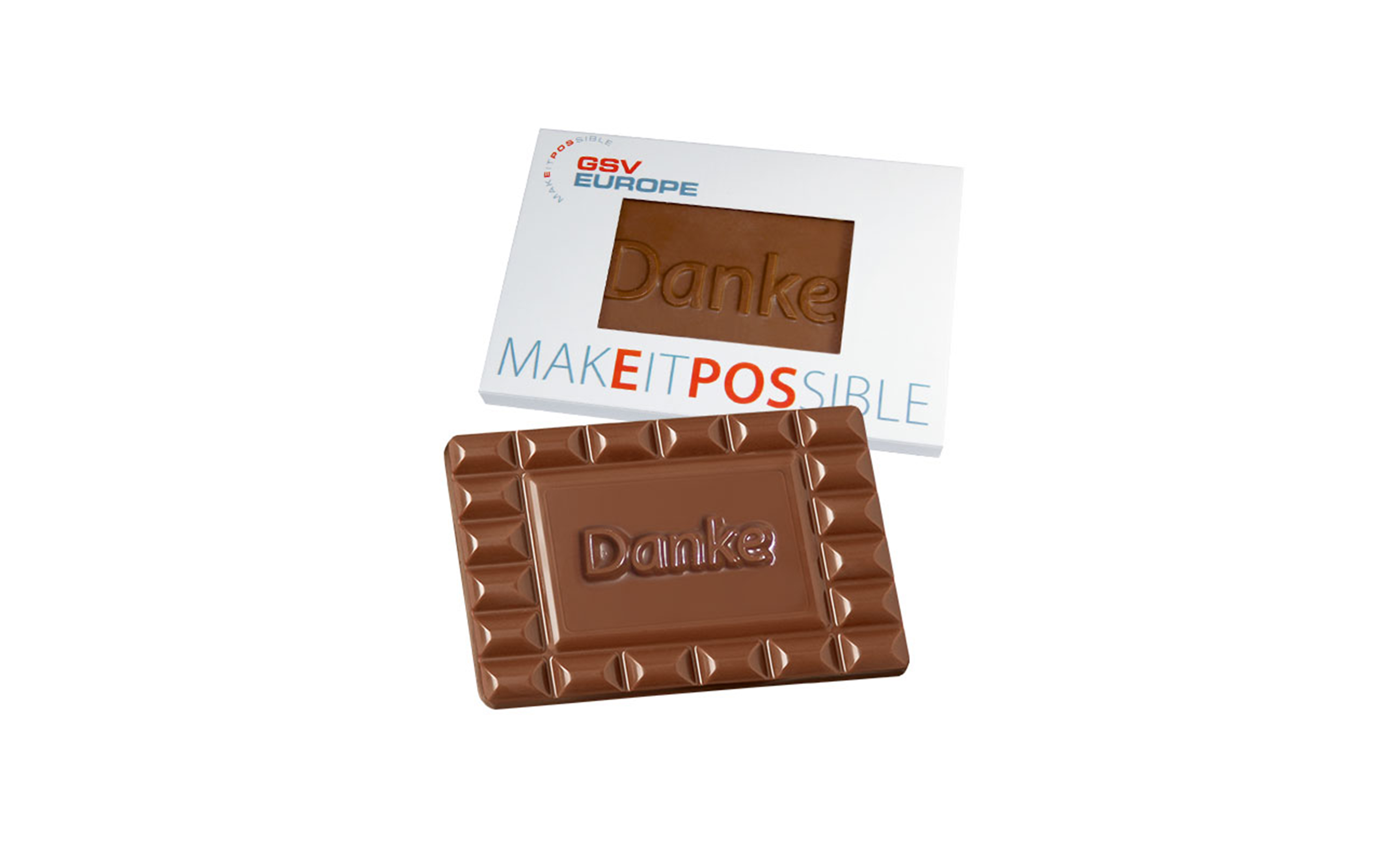Schokoladentafel 60g "Danke" im Werbe-Präsentkarton