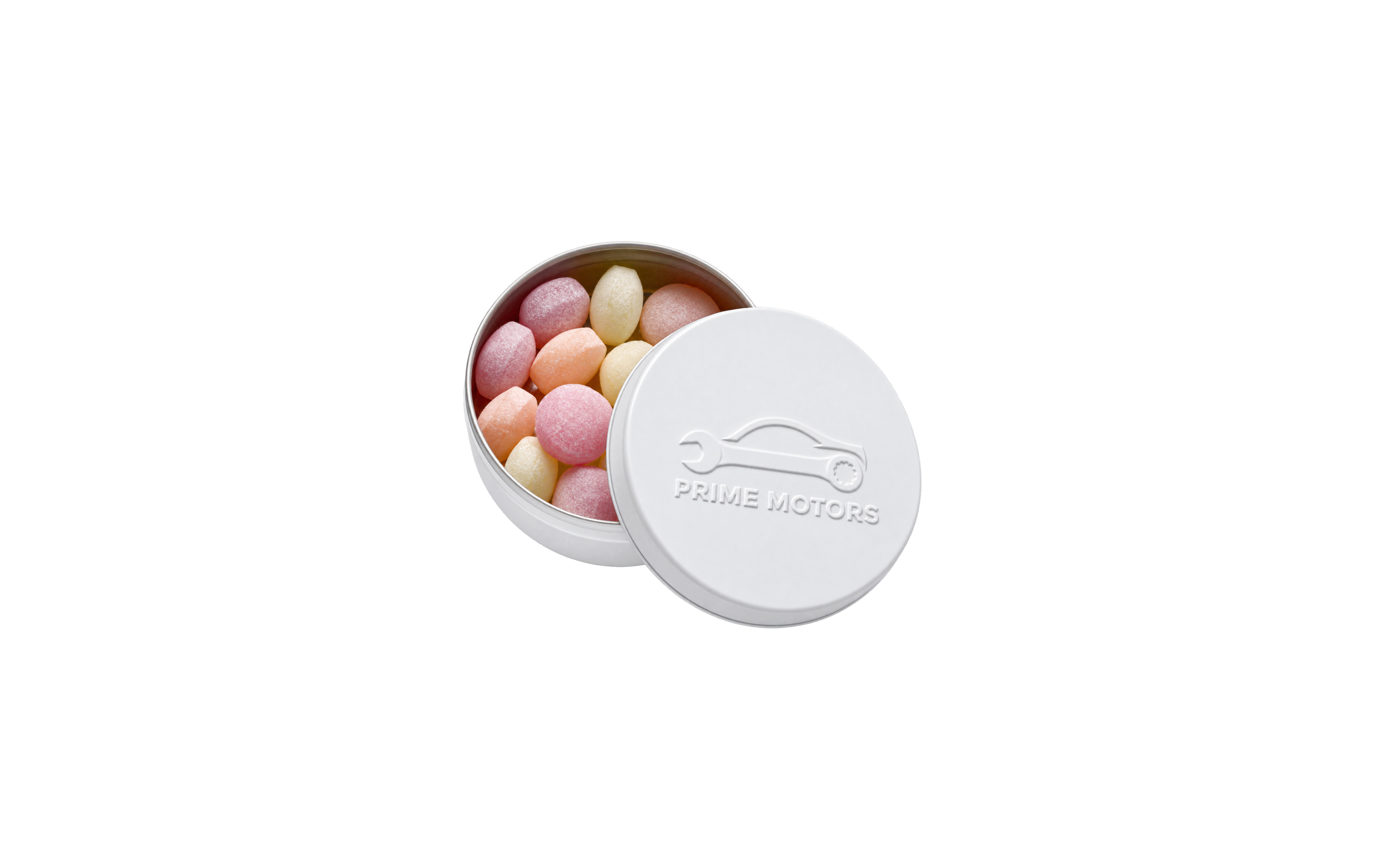XS-Prägedose "Fruchtbonbons" Weiß (matt)