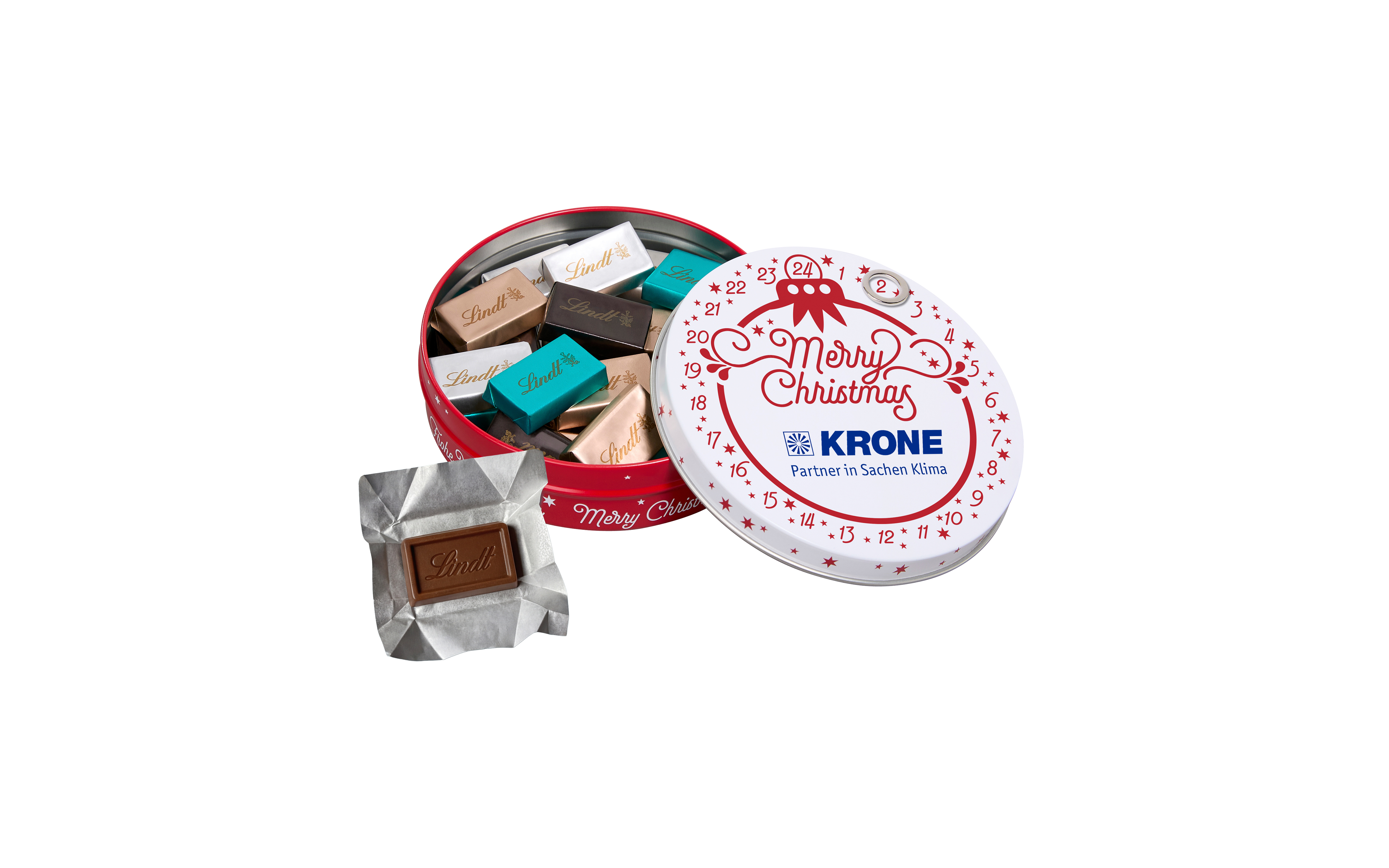 Magnetdosen-Adventskalender Standardmotiv A mit Lindt Naps