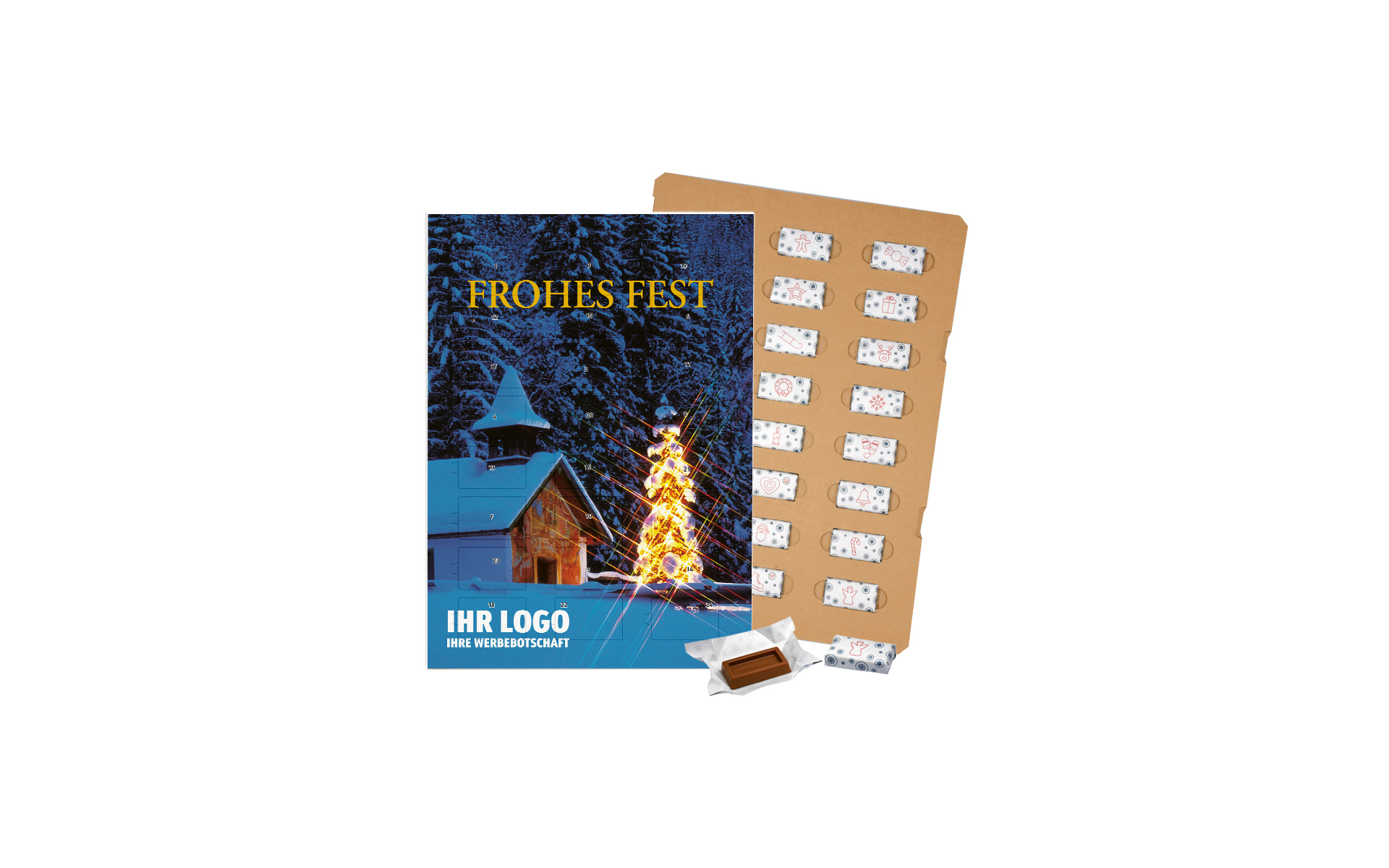 Schoko-Adventskalender Eco "Kapelle im Schnee"