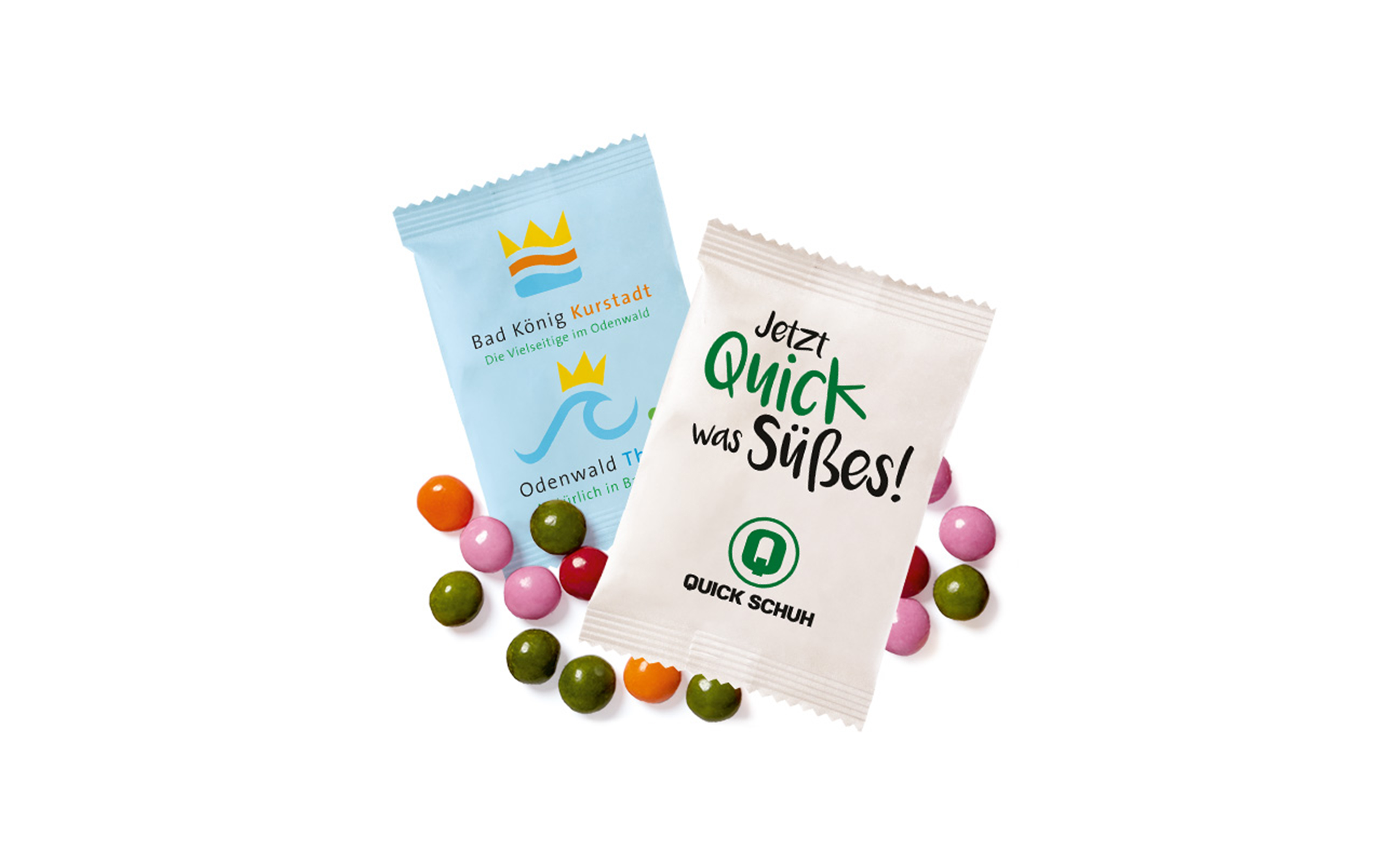 Kaubonbon "süß" in der weißen FSC® zertifizierten Werbetüte 10g