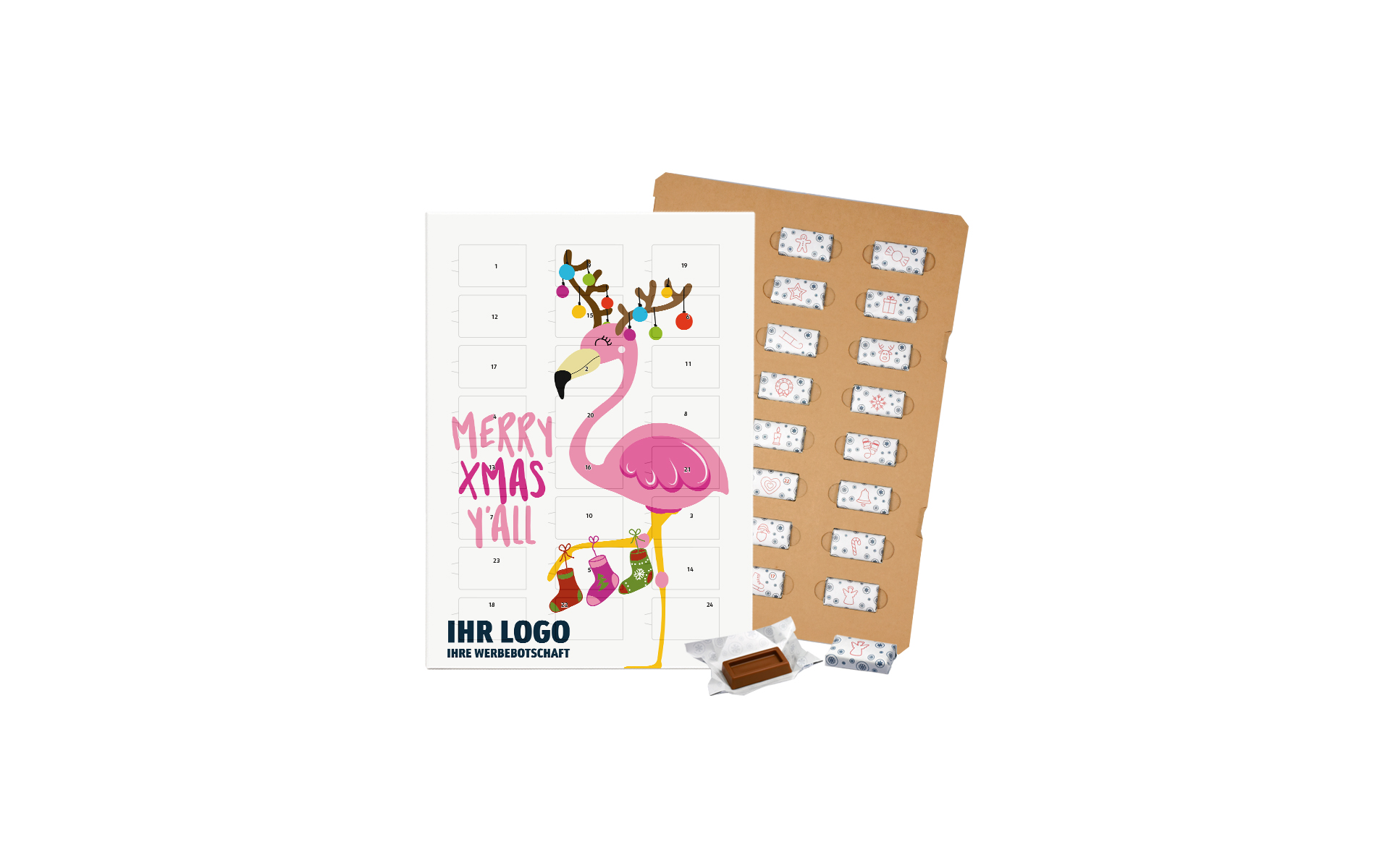 Schoko-Adventskalender Eco "Flamingo XMAS"