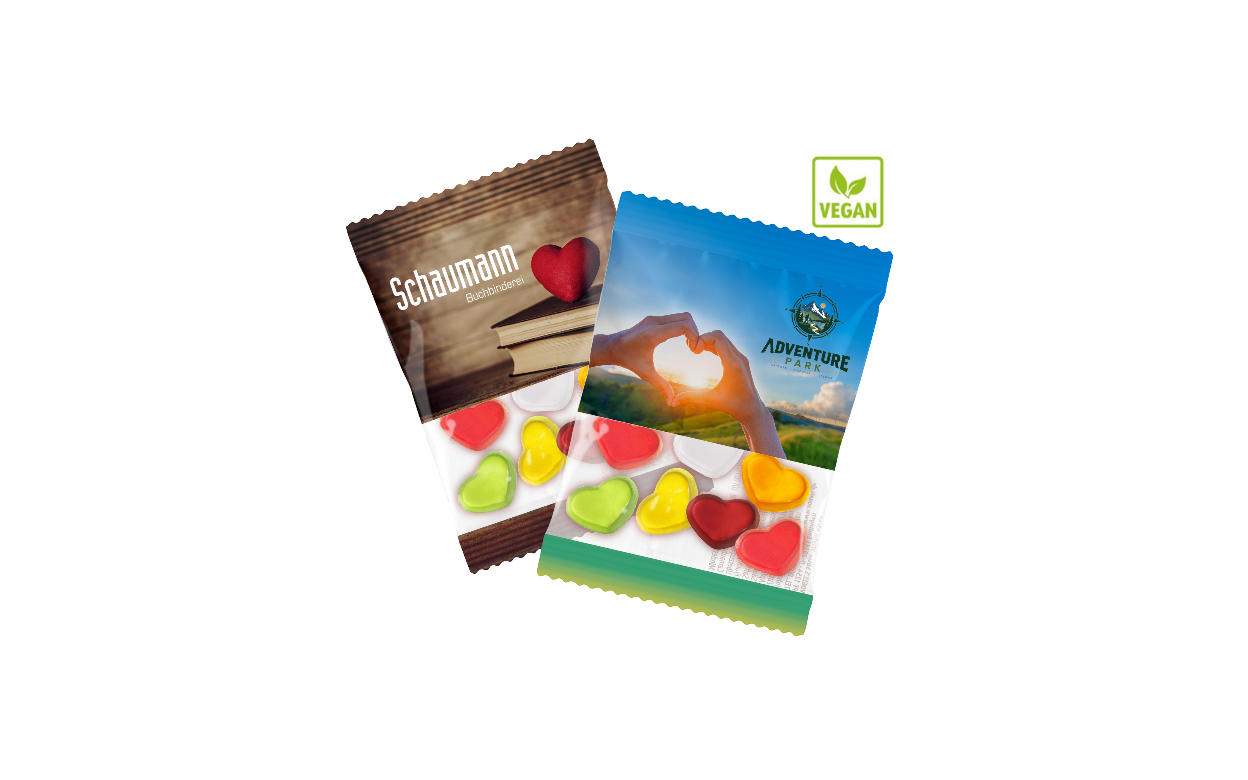Fruchtgummi-Werbetüte Vegan "Herzen" 10g
