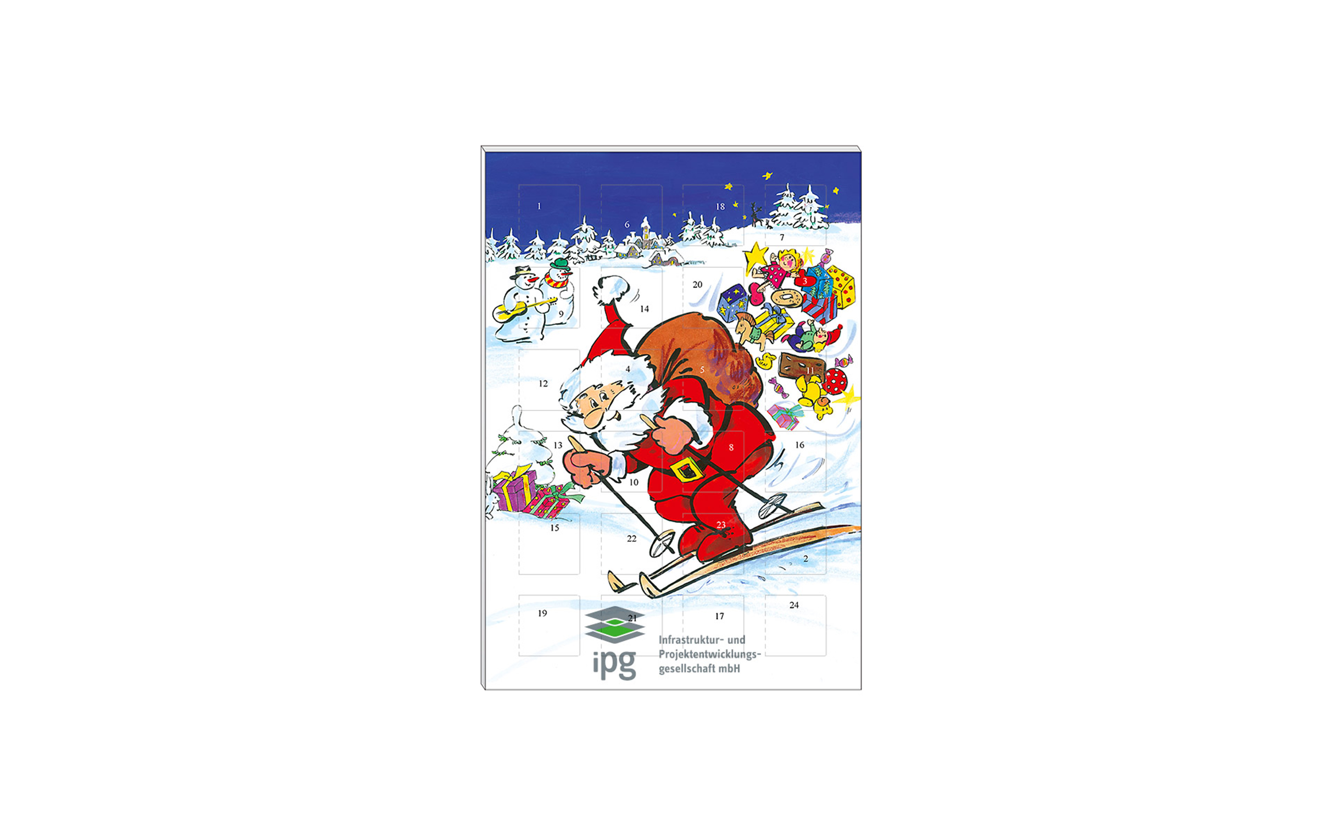 Schoko-Adventskalender Kompakt "Skifahrer"