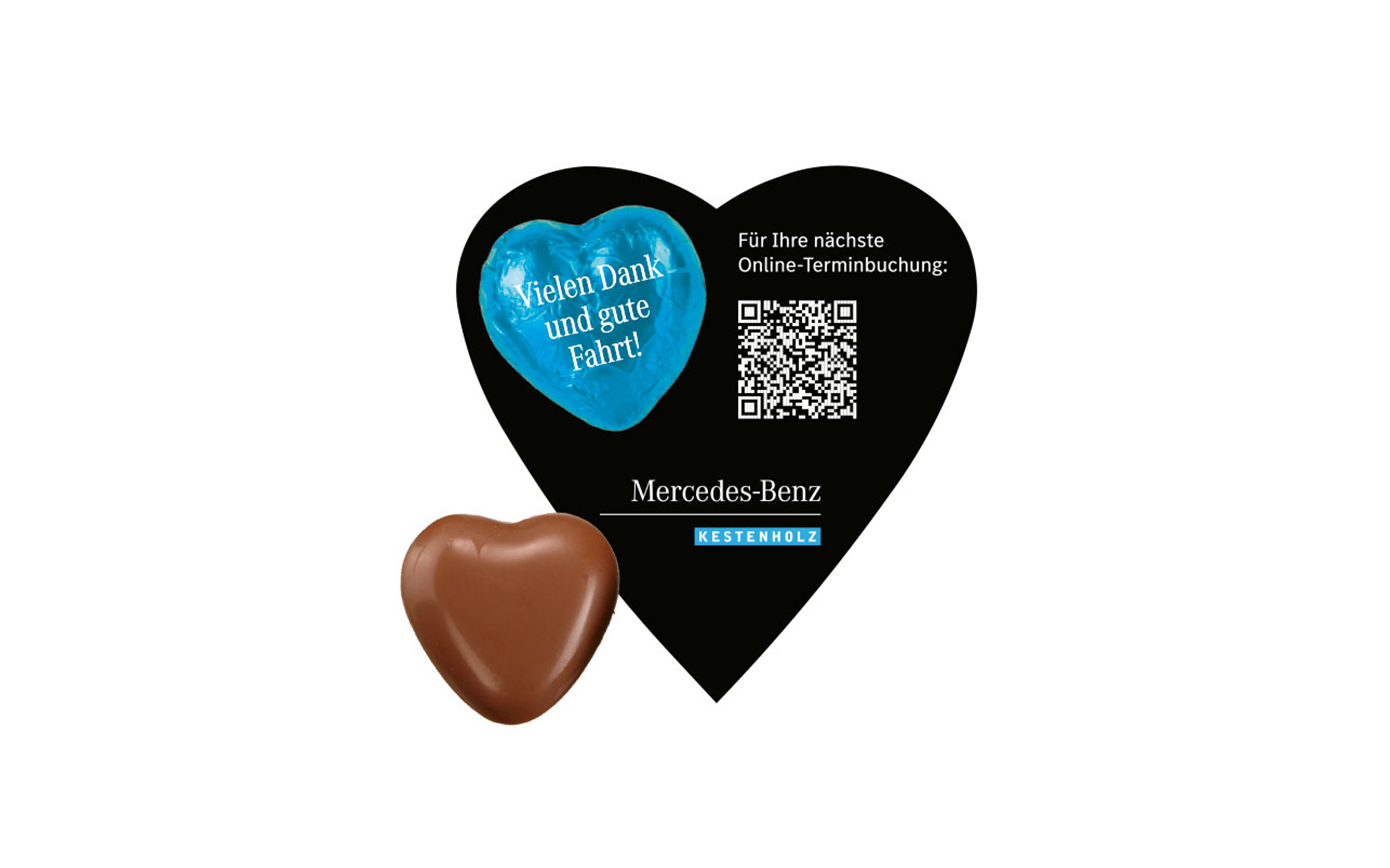 Schokoherz-Karte Herz individuell bedruckt