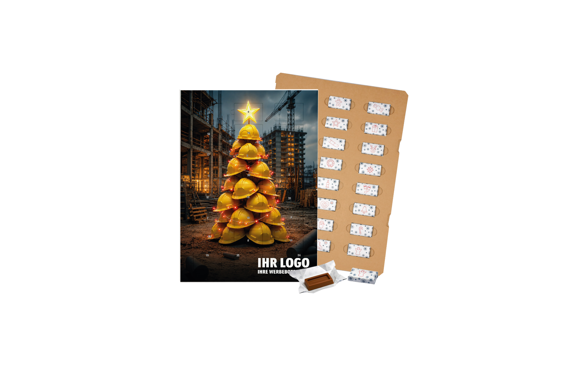 Schoko-Adventskalender Eco "Auf dem WeihnachtsBAU(M)"