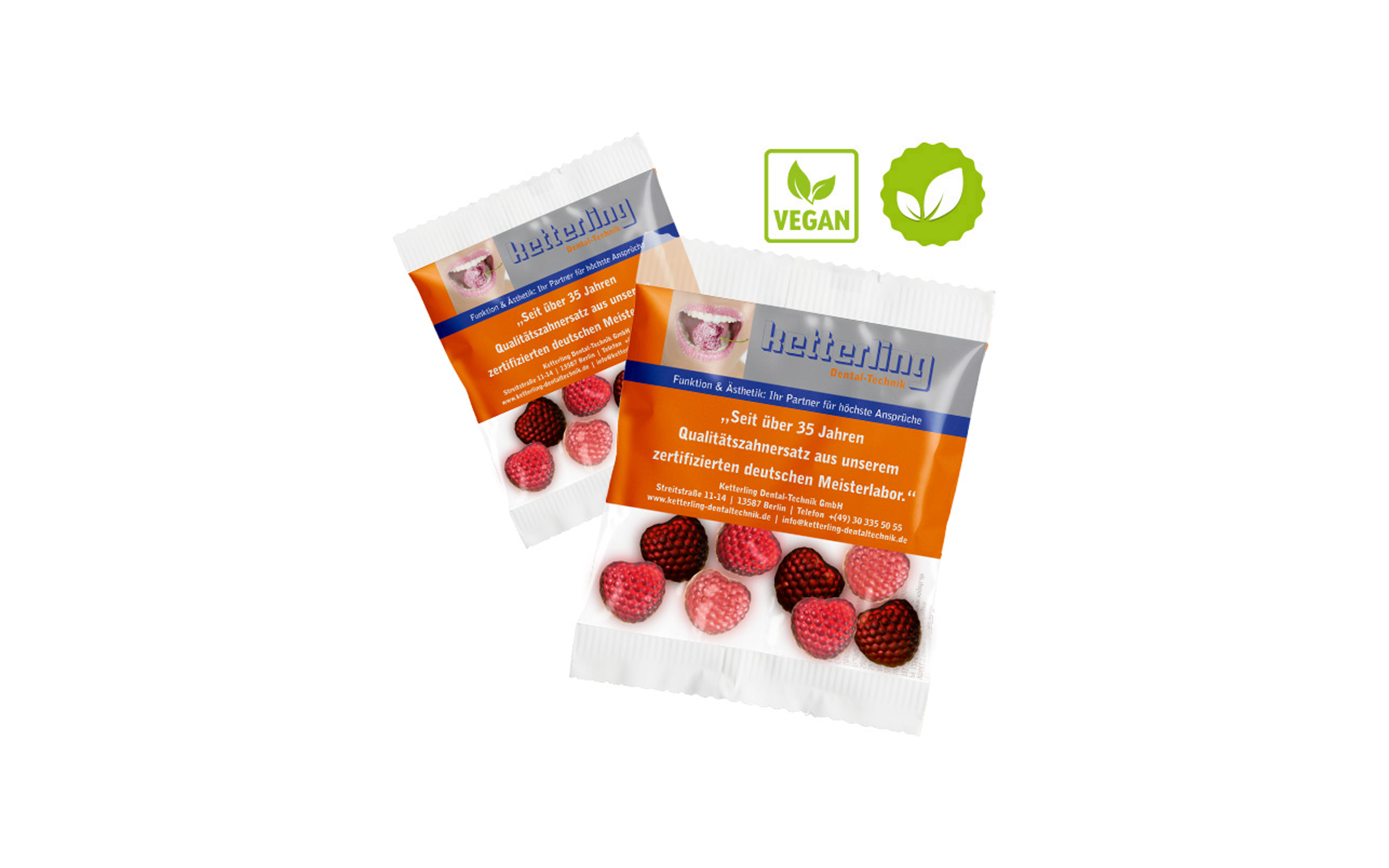 Kompakt-Werbetüte "Vegan" (kompostierbare Folie)