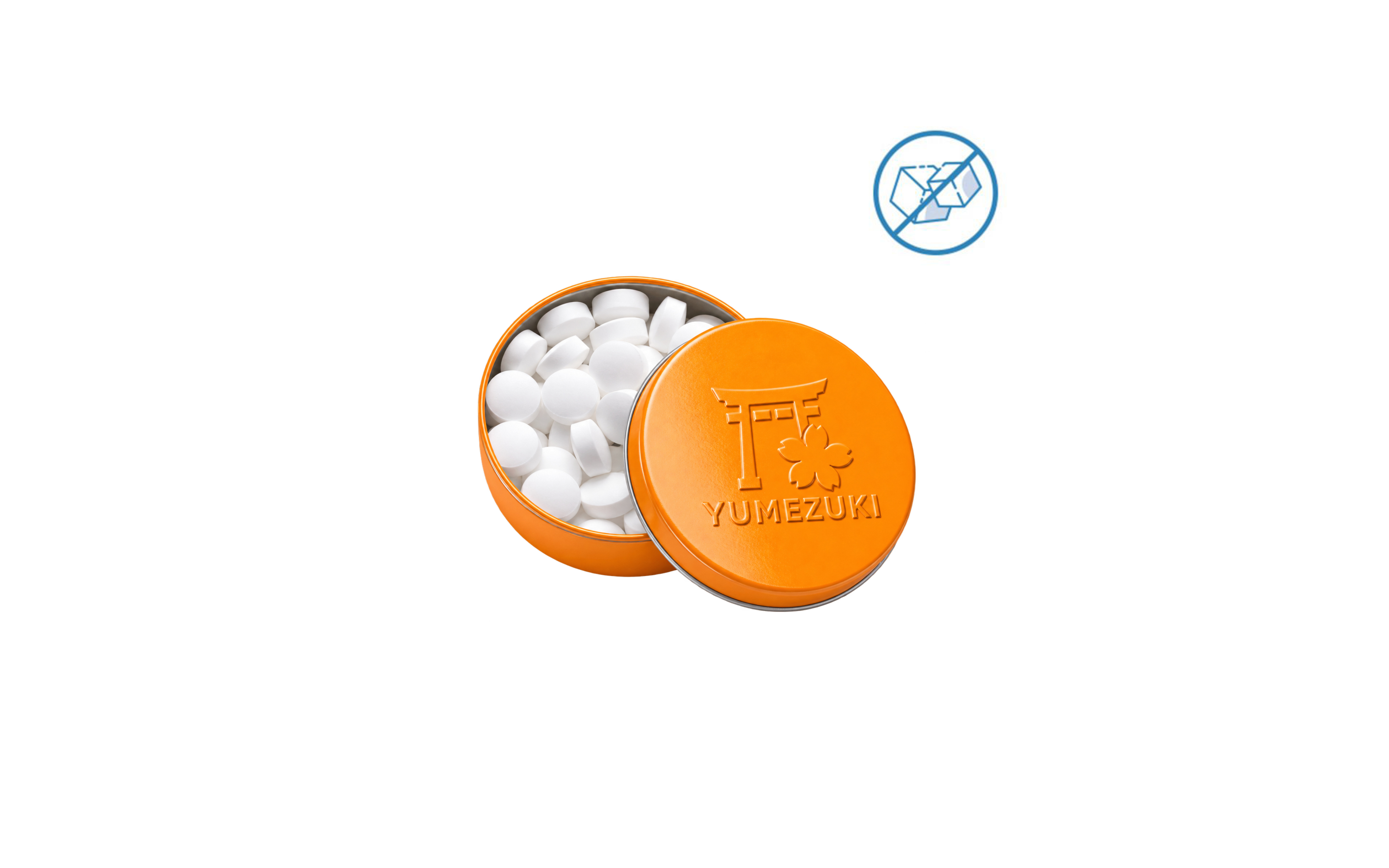 XS-Prägedose "Pfefferminzdragees zuckerfrei" Orange (glänzend)