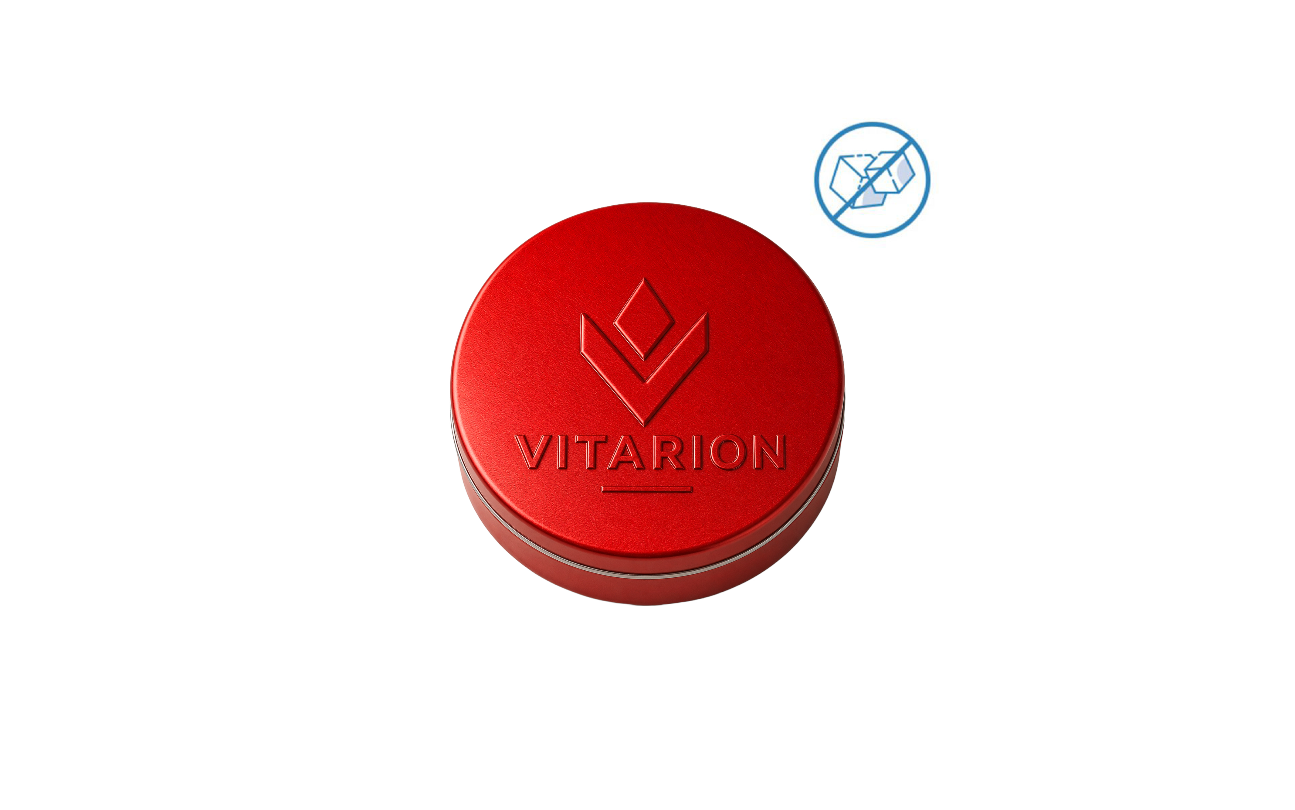 XS-Prägedose "Pfefferminzdragees zuckerfrei" Rot (metallic)