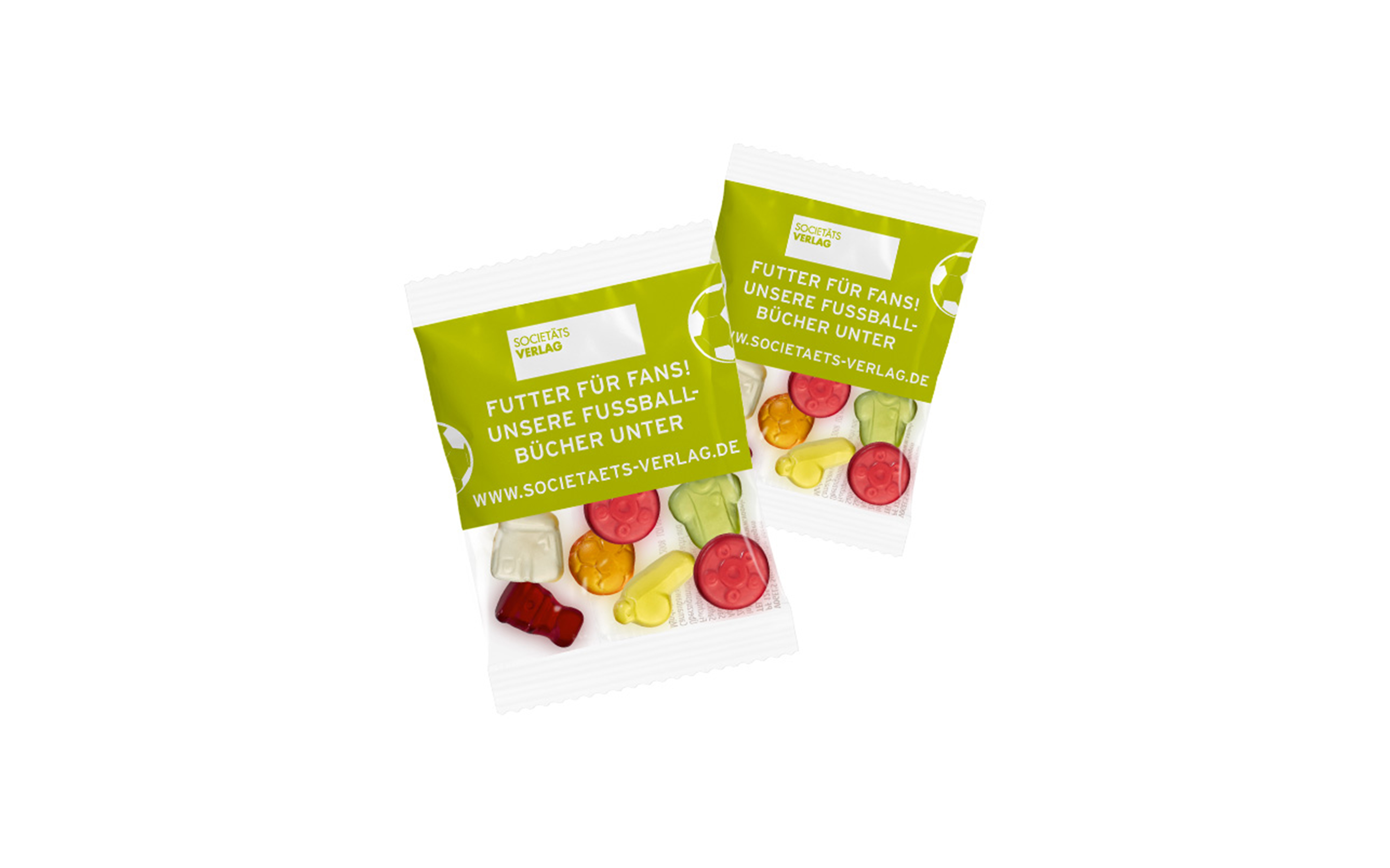 Fruchtgummi-Werbetüte 10g "Fussball" (kompostierbare Folie)