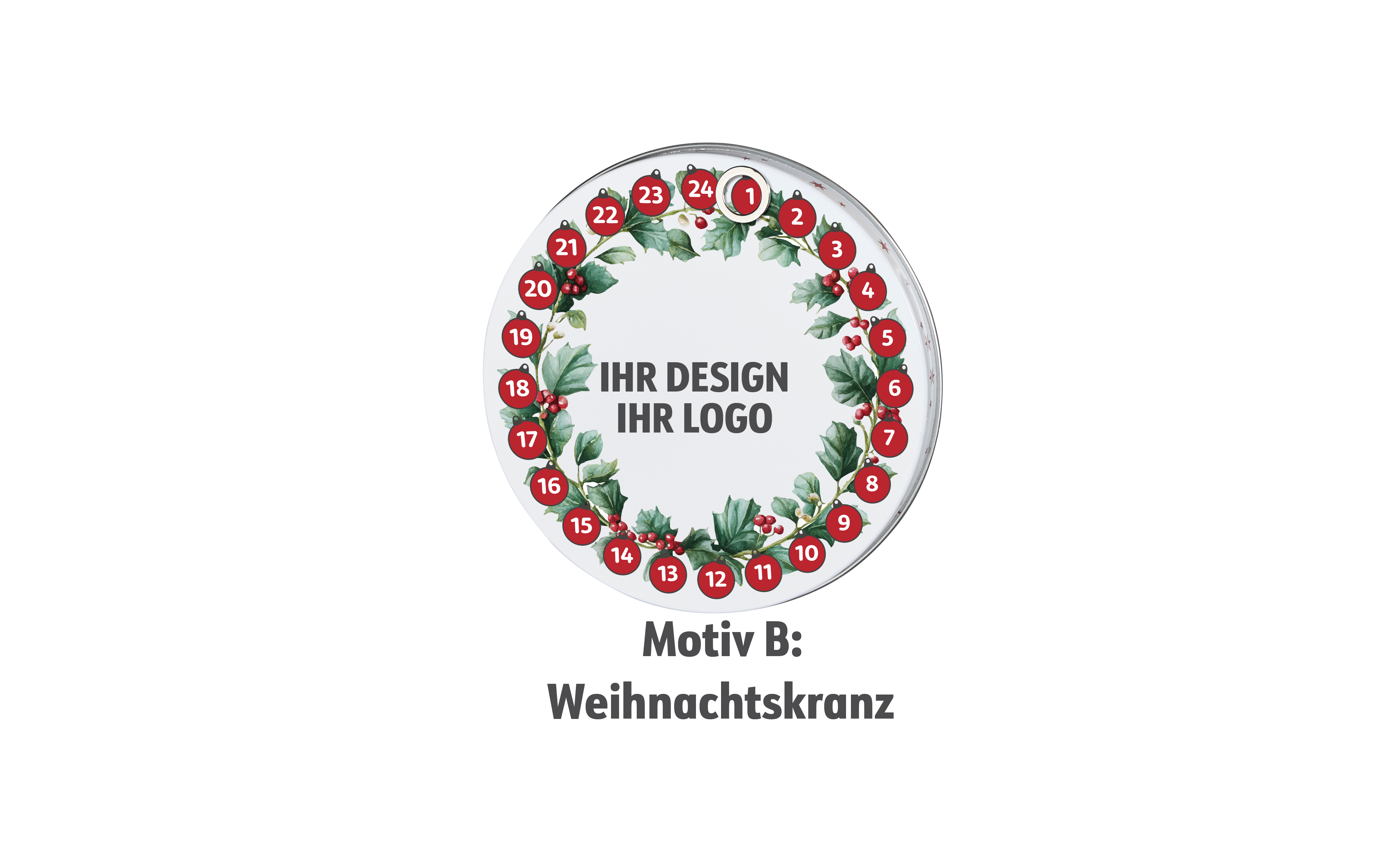 Magnetdosen-Adventskalender Standardmotiv B mit Naps