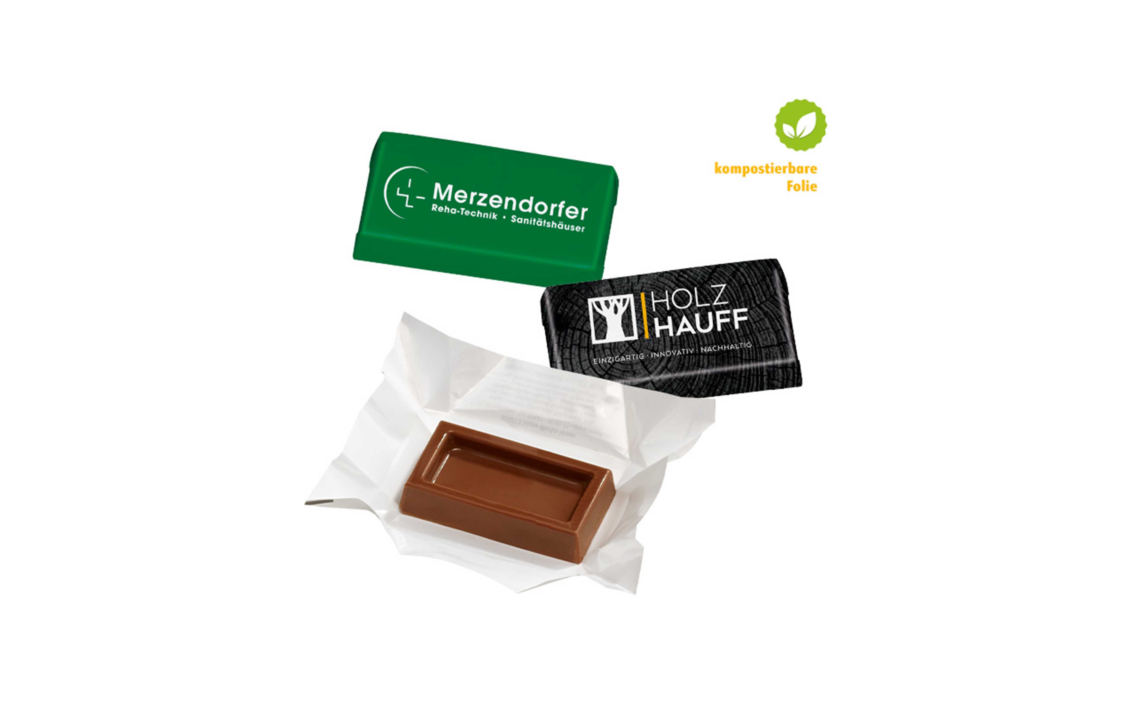Werbe-Schokoladentäfelchen 4,6g im kompostierbaren Kuvert