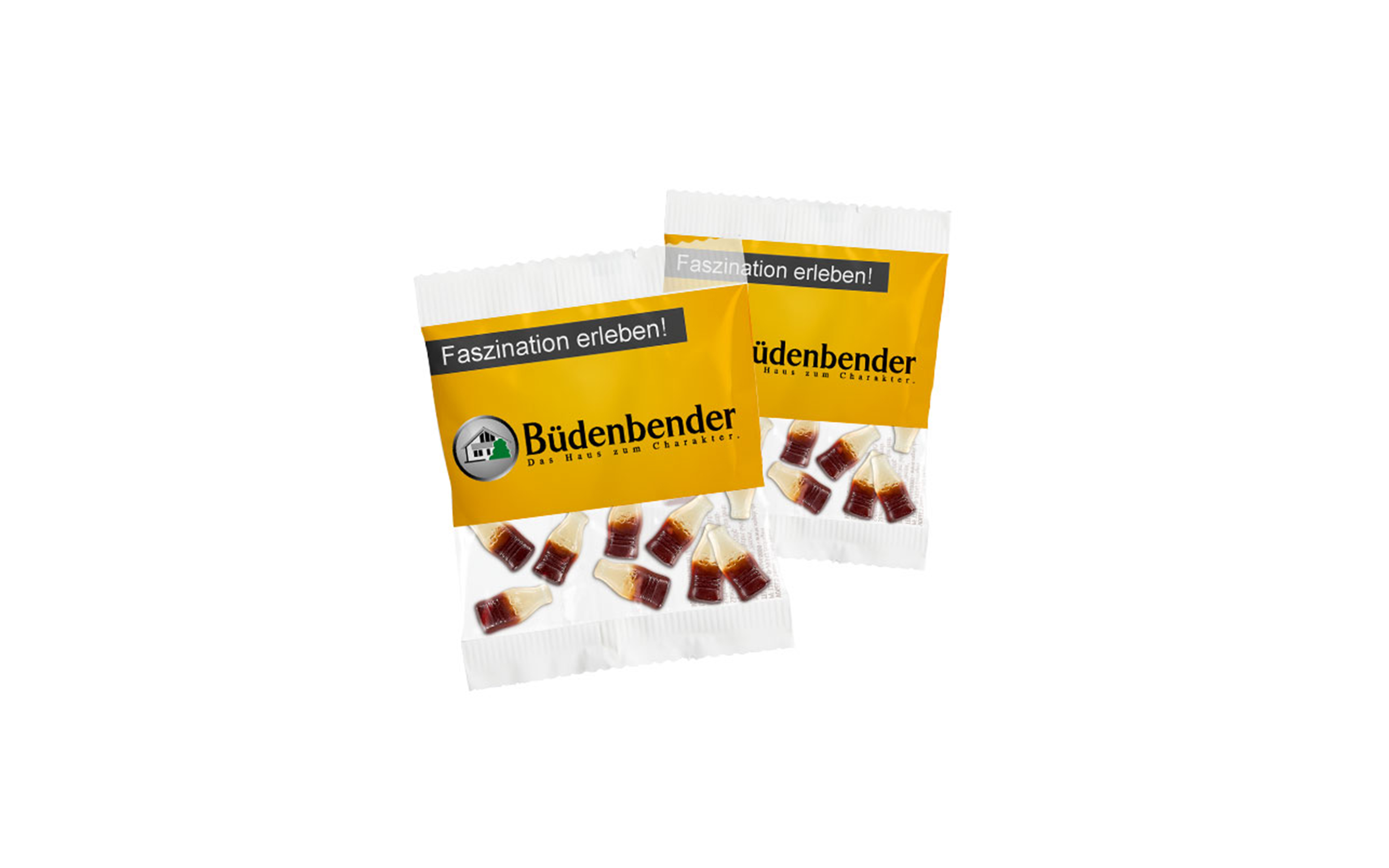 Fruchtgummi-Werbetüte 18g "Colafläschchen" (kompostierbare Folie)