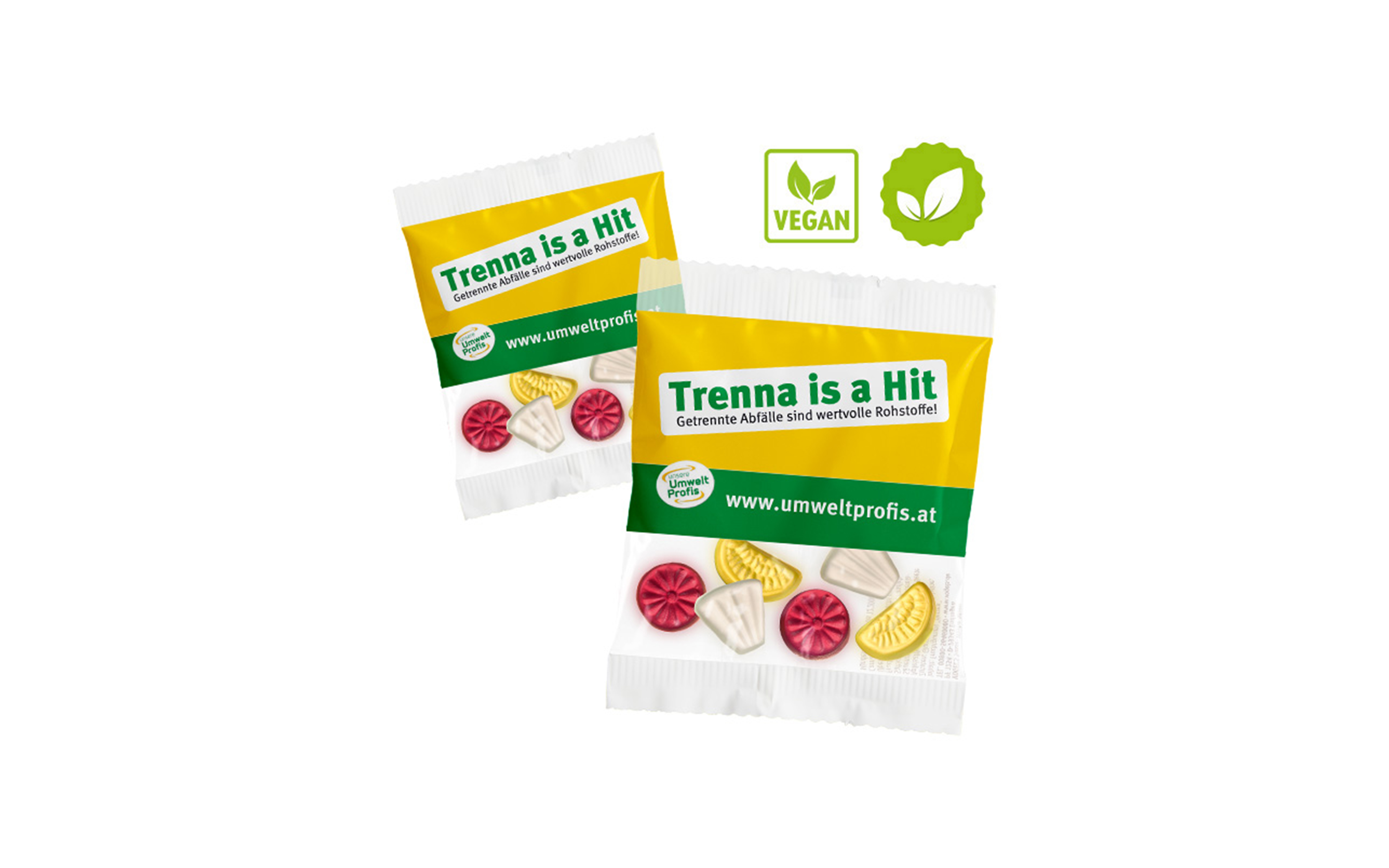 Kompakt-Werbetüte „Vegan“ (kompostierbare Folie)