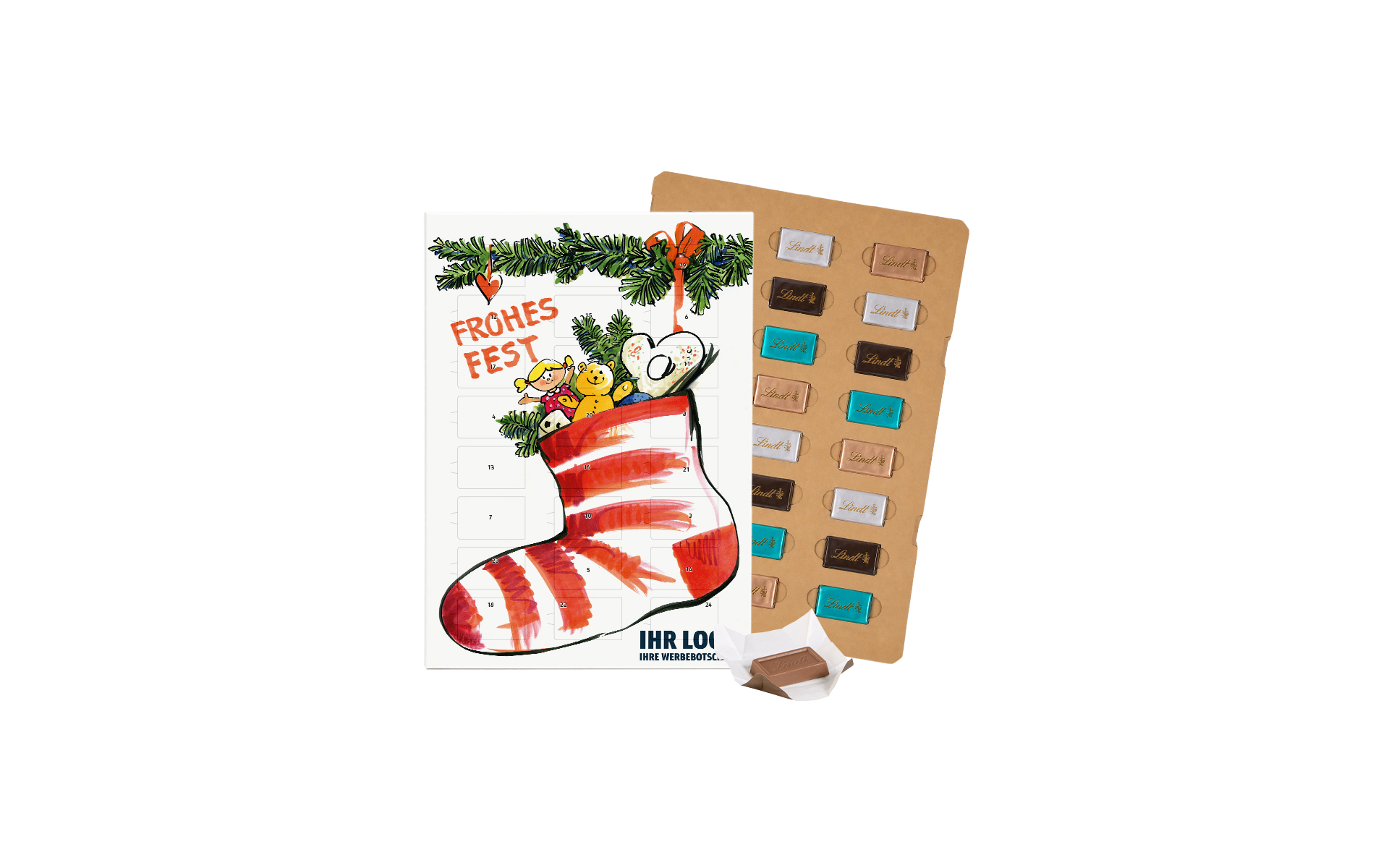 Schoko-Adventskalender Eco Lindt "Weihnachtsstrumpf"