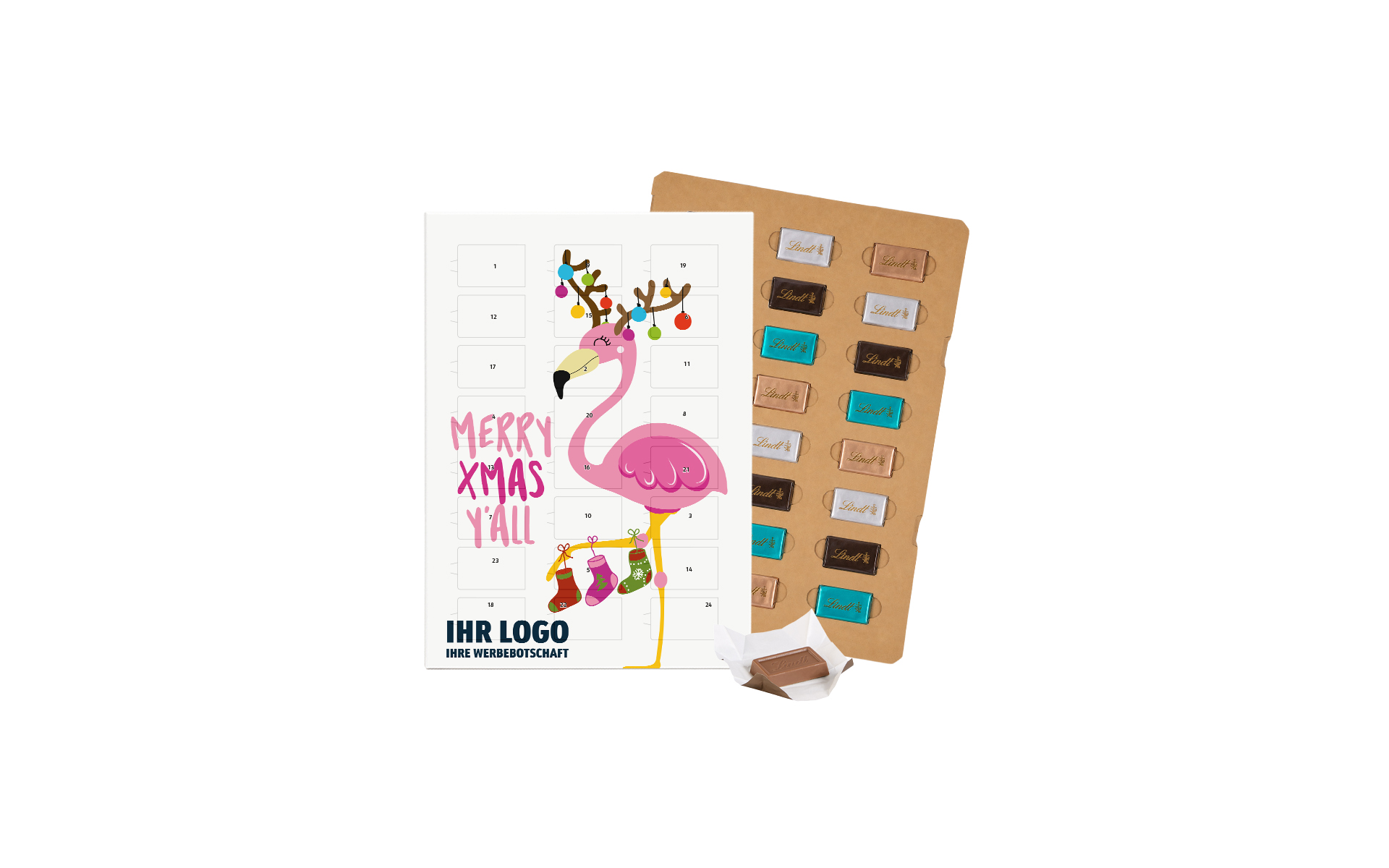 Schoko-Adventskalender Eco Lindt "Flamingo XMAS"