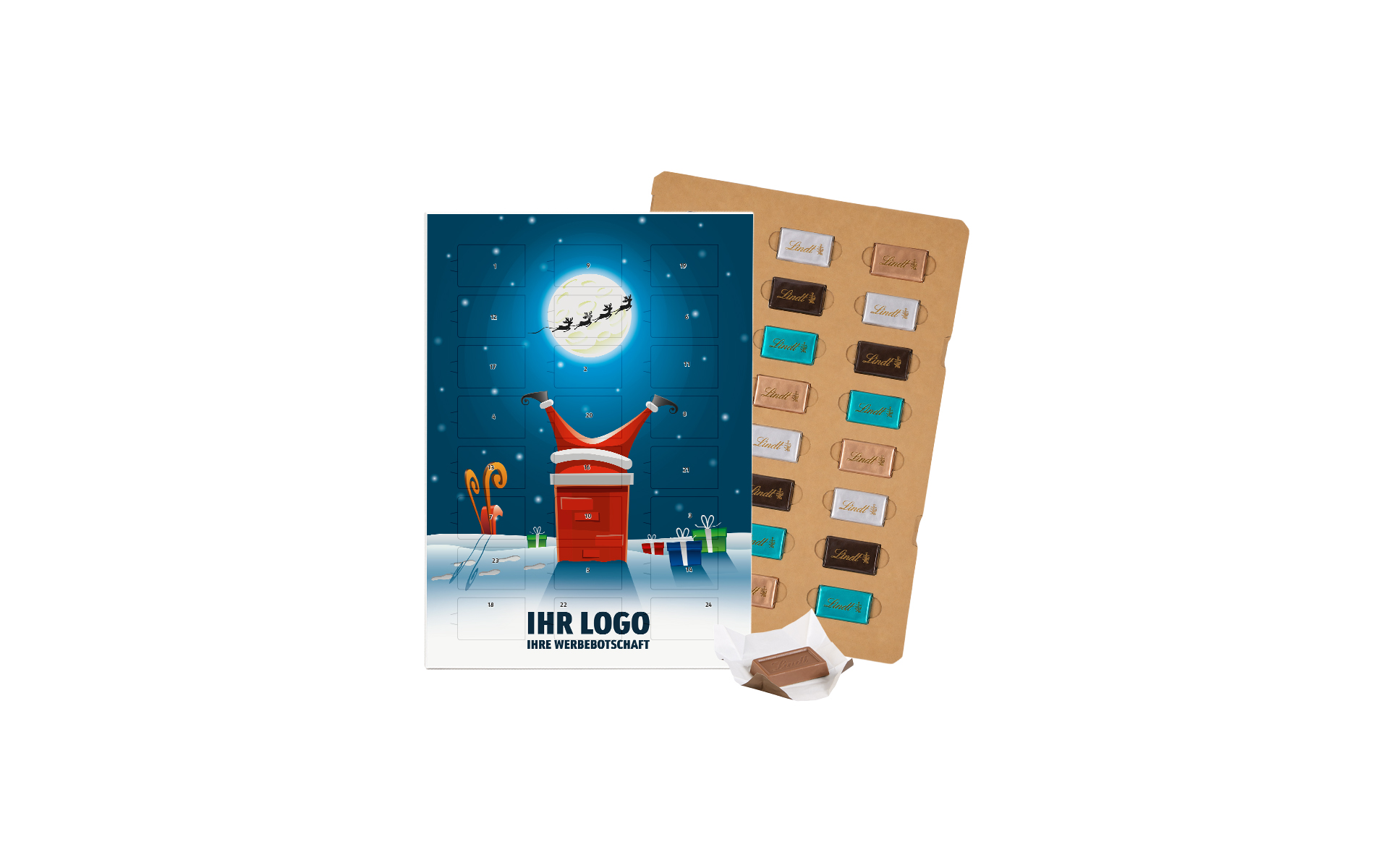 Schoko-Adventskalender Eco Lindt "Kopfüber zur Bescherung"