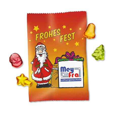 Fruchtgummi Motive "Frohes Fest" in der Weihnachtstüte