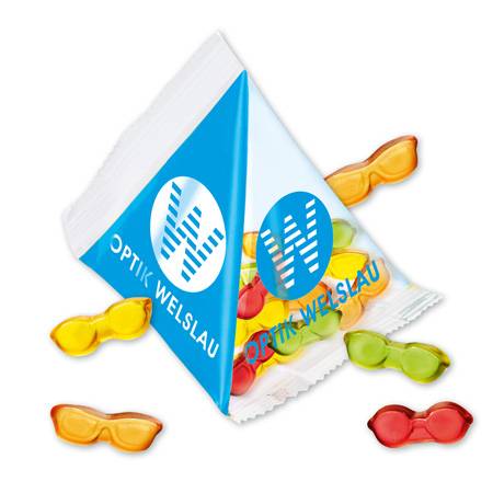 Fruchtgummi Brillen in der 12g Werbe-Pyramide