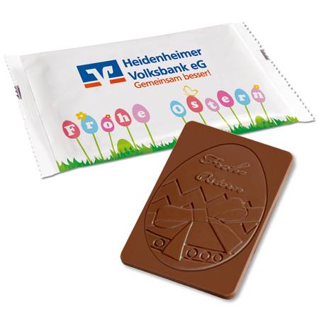 60g Schokoladentafel Vollmilch 35% mit viel Platz für Oster Werbung