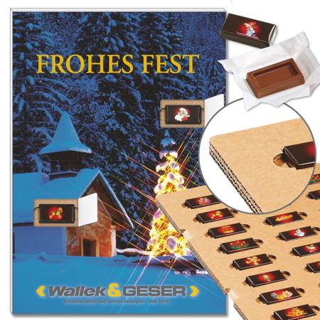 ECO-Adventskalender "Kapelle im Schnee" mit Schokoladen-Täfelchen
