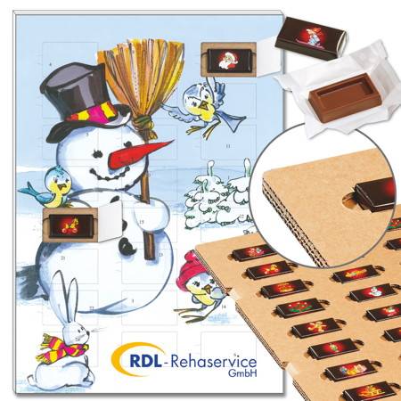 ECO-Adventskalender "Snowman" mit Schokoladen-Täfelchen