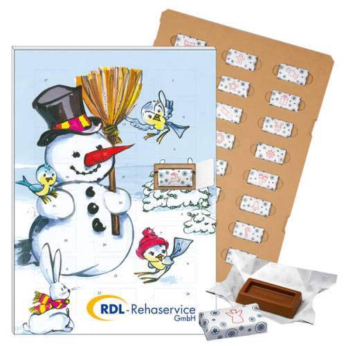 ECO-Adventskalender "Snowman" mit Schokoladen-Täfelchen