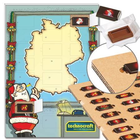 ECO-Adventskalender "Standorte Deutschland" mit Schokoladen-Täfelchen