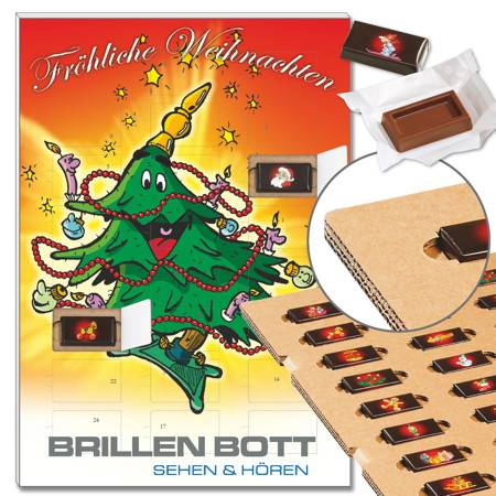 ECO-Adventskalender "Crazy Christmastree" mit Schokoladen-Täfelchen