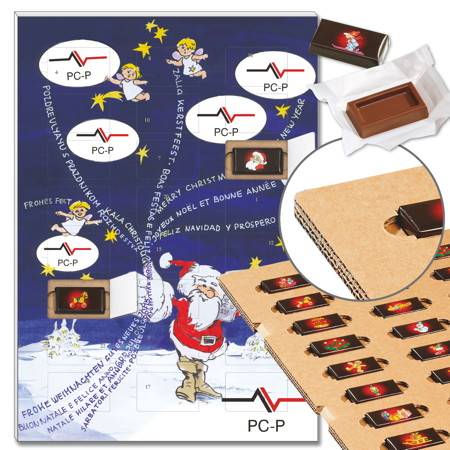 Schoko-Adventskalender "Weihnachtsgrüsse Streudruck" mit ECO-Tray