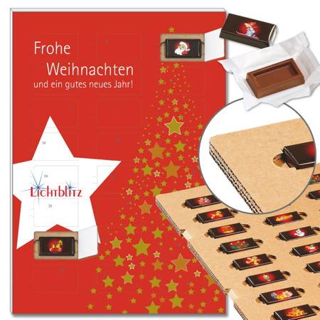 ECO-Adventskalender "Sternenregen" mit Schokoladen-Täfelchen