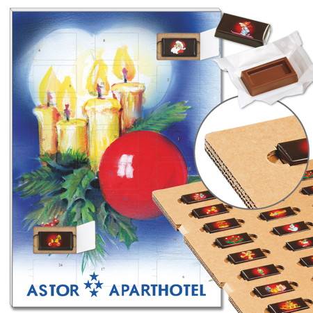 ECO-Adventskalender "Kerzen" mit Schokoladen-Täfelchen