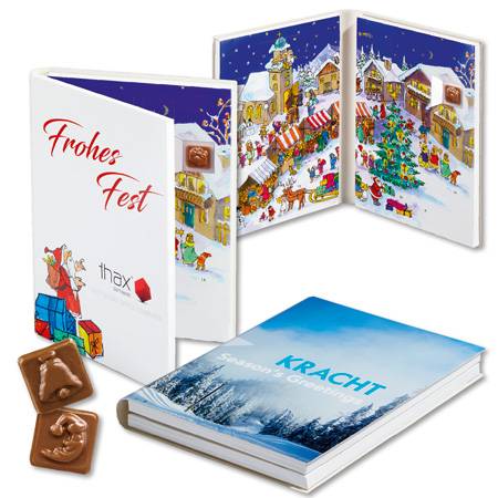 Schokoladen-Adventskalender Buch "Marktplatz"