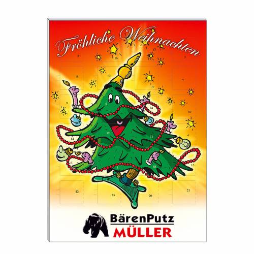 Schokoladen Adventskalender Klassik "Crazy Christmastree" mit Ihrem Logo