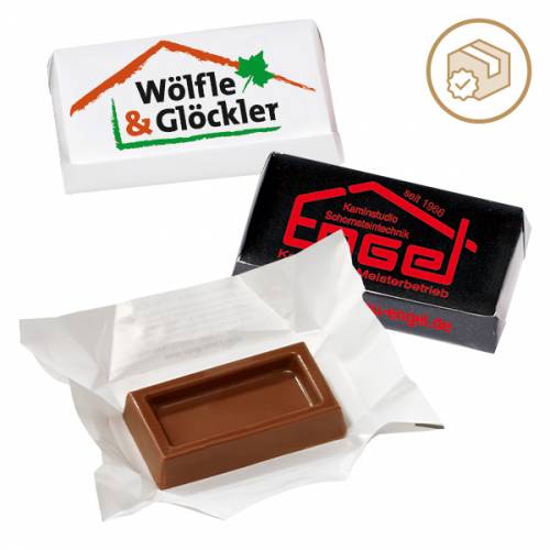 Werbe-Paket Schokoladentäfelchen 4,6g im weißen Kuvert