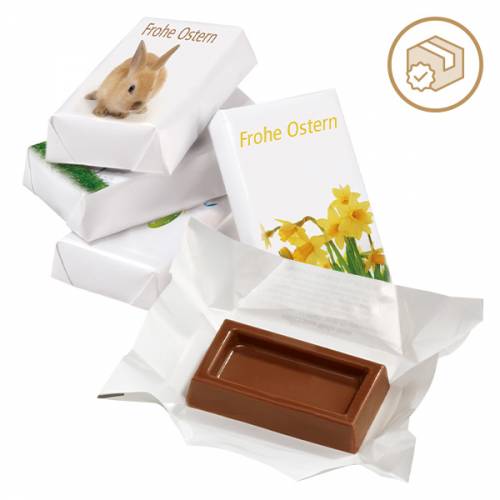 Feinste Schokoladentäfelchen mit Oster-Motiv und Ihrer Werbung