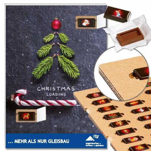 ECO-Adventskalender "Christmas Loading" mit Schokoladen-Täfelchen