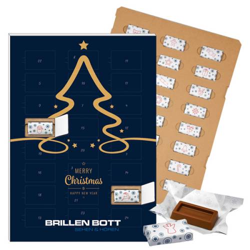 ECO-Adventskalender "Golden-Christmastree" mit Schokoladen-Täfelchen