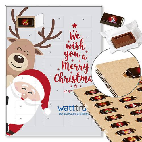 ECO-Adventskalender "Weihnachtswünsche" mit Schokoladen-Täfelchen